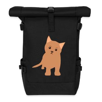 Braunes Kätzchen  - Rolltop Rucksack - Schwarz - Vorne