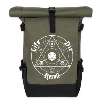 Rollenspiel Lebenskreis Reroll - Rolltop Rucksack - Olive/Schwarz - Vorne