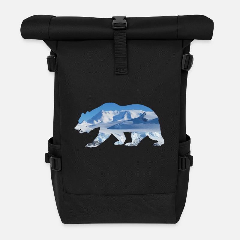 Ours polaire - Sac à dos roll top - noir
