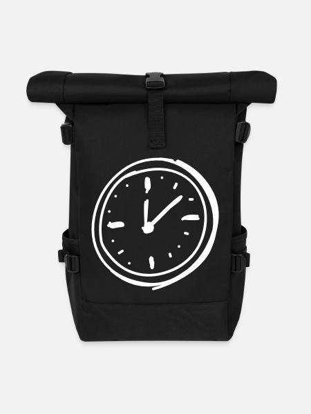 Zeiger Uhr - Rolltop Rucksack - Schwarz