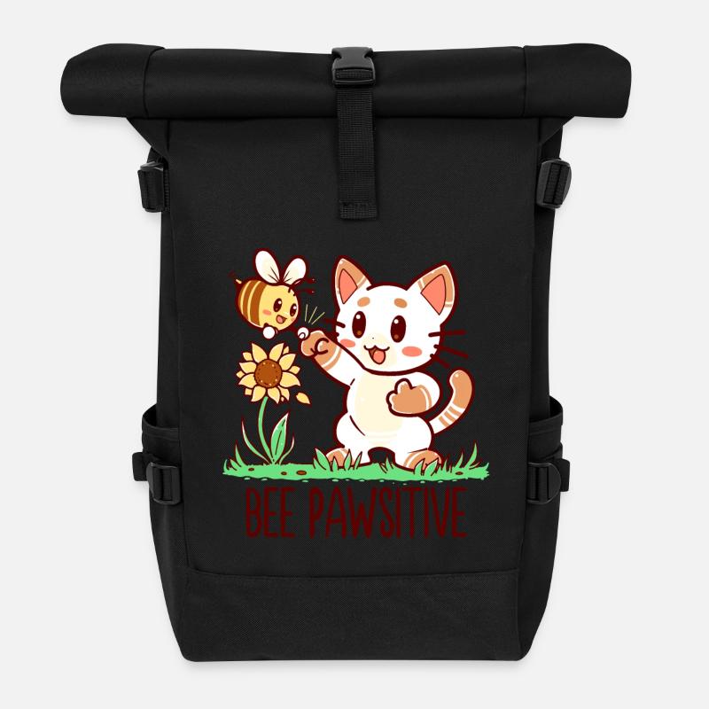 Biene Pawsitive - Rolltop Rucksack - Schwarz