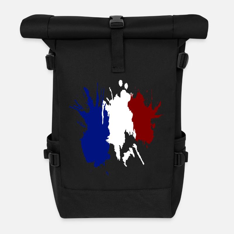 Frankreich Tricolor Flagge - Rolltop Rucksack - Schwarz