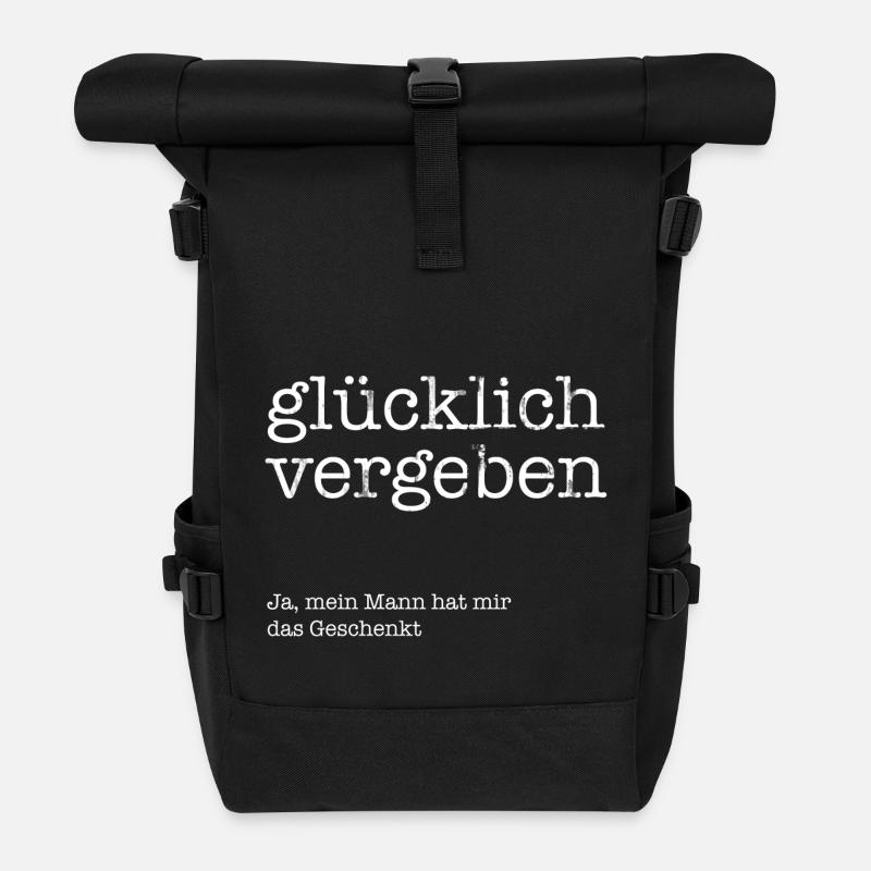 Glücklich vergeben! - Rolltop Rucksack - Schwarz