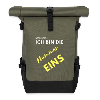 ich bin nummer eins - Rolltop Rucksack - Olive/Schwarz - Vorne