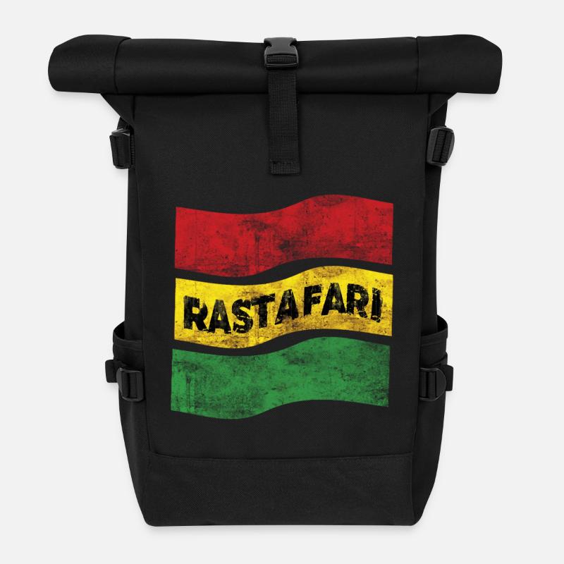 Rastafari Flag - Roll Top Backpack - black