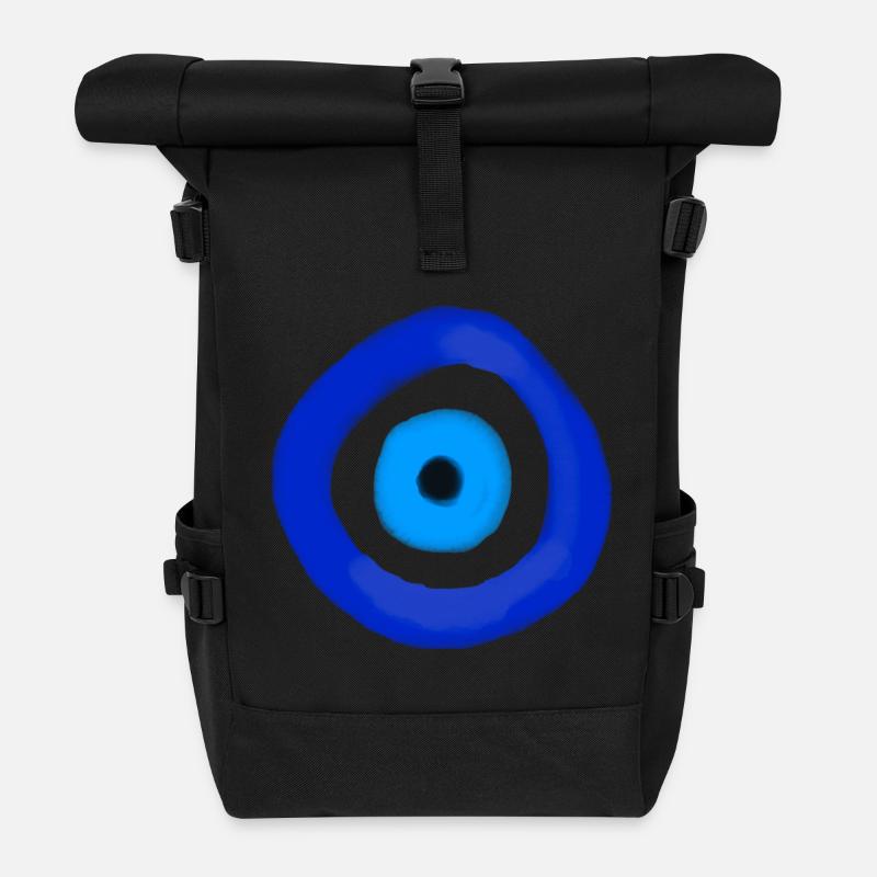 Blue Orbit Eye Abstract - Rolltop Rucksack - Schwarz