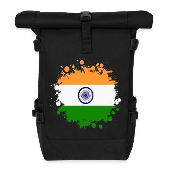 India stain blot/flag gift Asia - Roll Top Backpack - black - Front