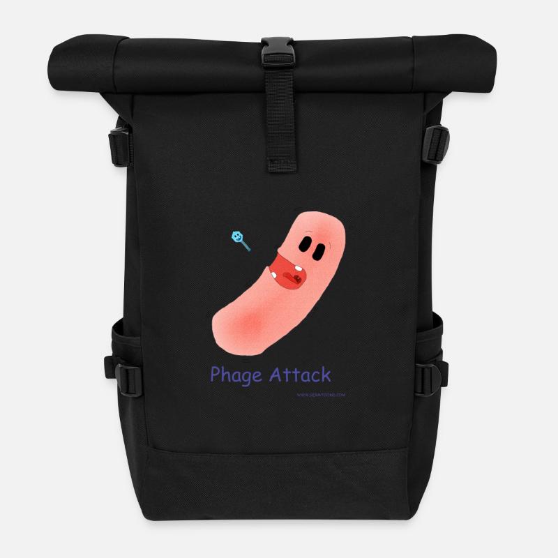 Attaque du phage - Bactéries et bactériophages - Sac à dos roll top - noir
