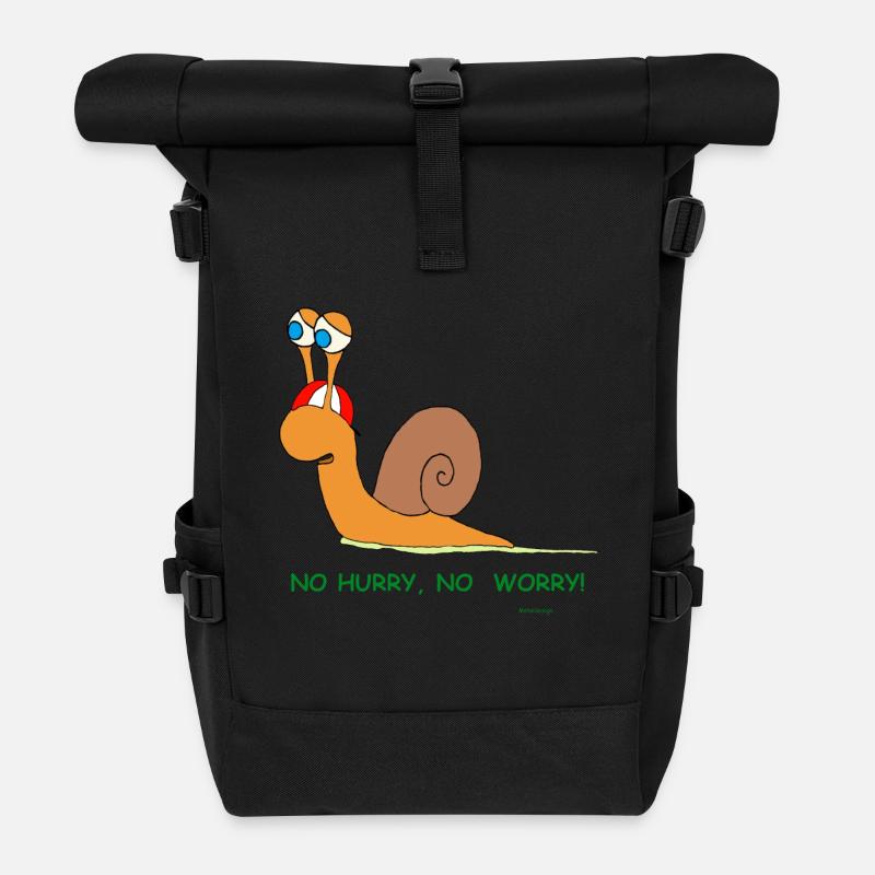 Escargot humoristique avec dicton - détendu - Sac à dos roll top - noir