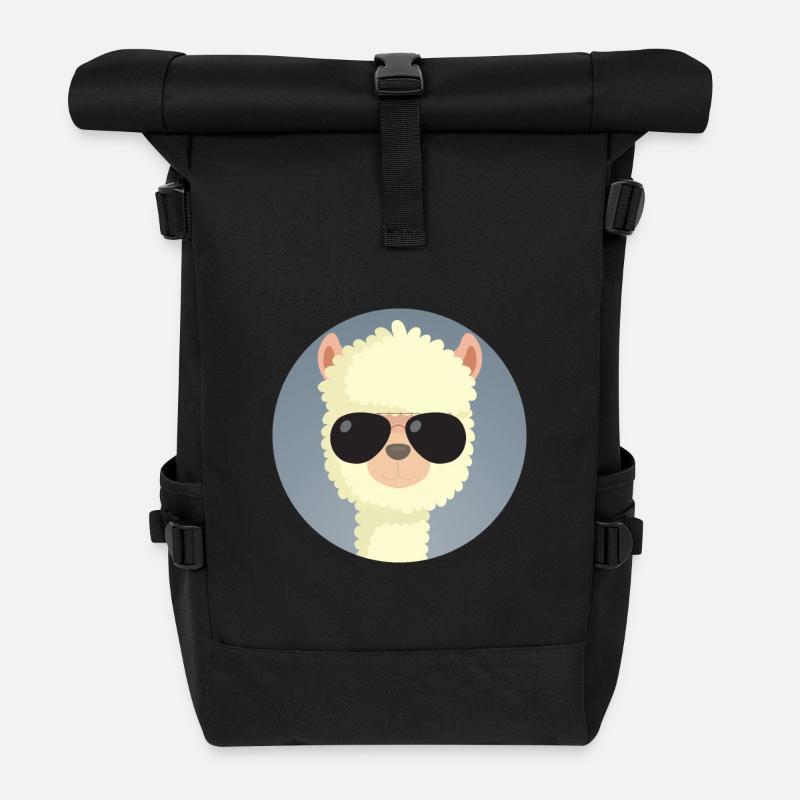 Alpaka Sonnenbrille Tier - Rolltop Rucksack - Schwarz