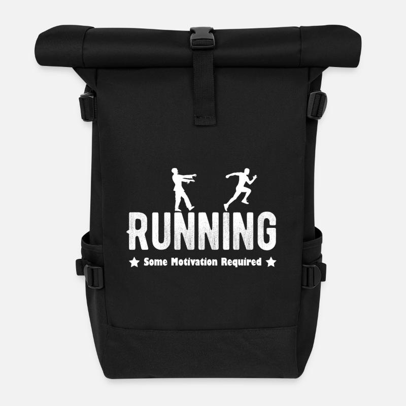 Running Zombie Jogger Fitness Running Gift White - Roll Top Backpack - black