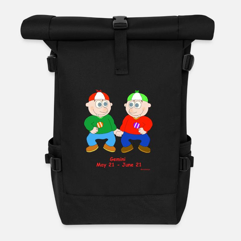 Lustige Zwillinge Sternzeichen - Rolltop Rucksack - Schwarz