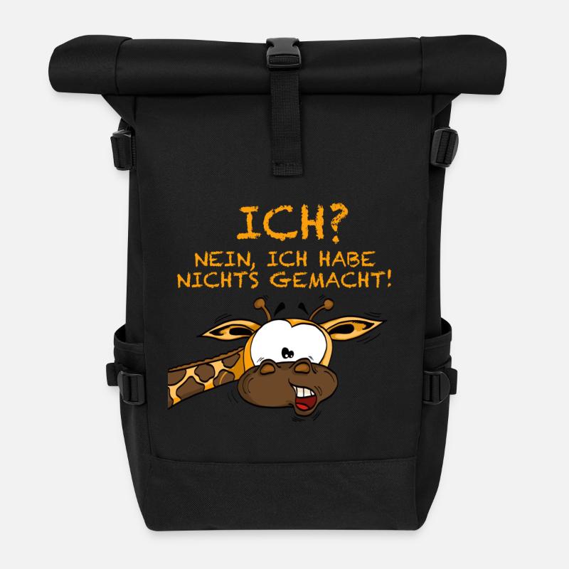 Ich war es nicht Giraffe - Rolltop Rucksack - Schwarz