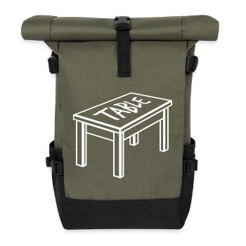 Tisch Esstisch Möbel Gegenstand Tischler - Rolltop Rucksack - Olive/Schwarz - Vorne
