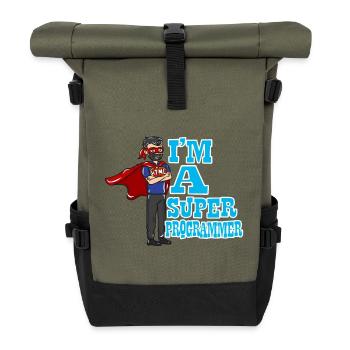 Programmeur cadeau informatique - Sac à dos roll top - olive/noir - Devant