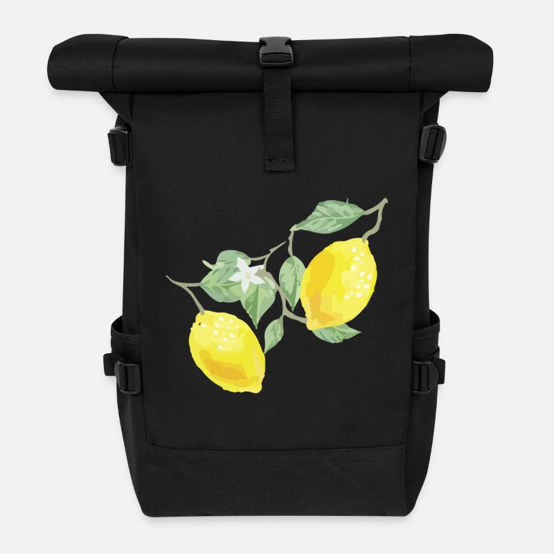 Zitronen - Rolltop Rucksack - Schwarz