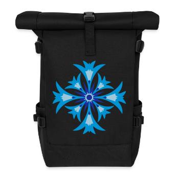 stilisierte Kornblume - Rolltop Rucksack - Schwarz - Vorne