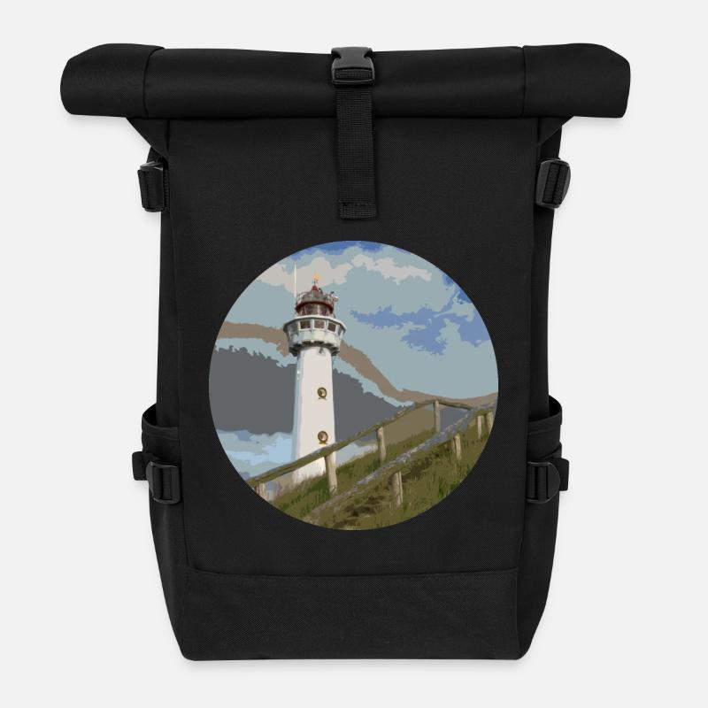 leuchtturm seefahrt küste - Rolltop Rucksack - Schwarz