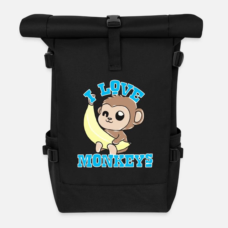 Affen - Rolltop Rucksack - Schwarz