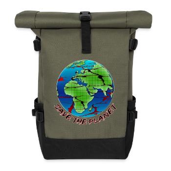 Umweltschutz - Save the Planet - Rolltop Rucksack - Olive/Schwarz - Vorne