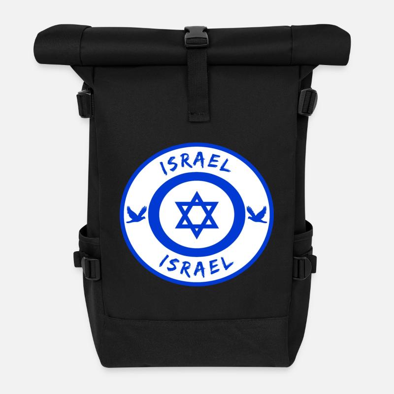 Israel Kreis mit Nationalflagge Geschenk - Rolltop Rucksack - Schwarz