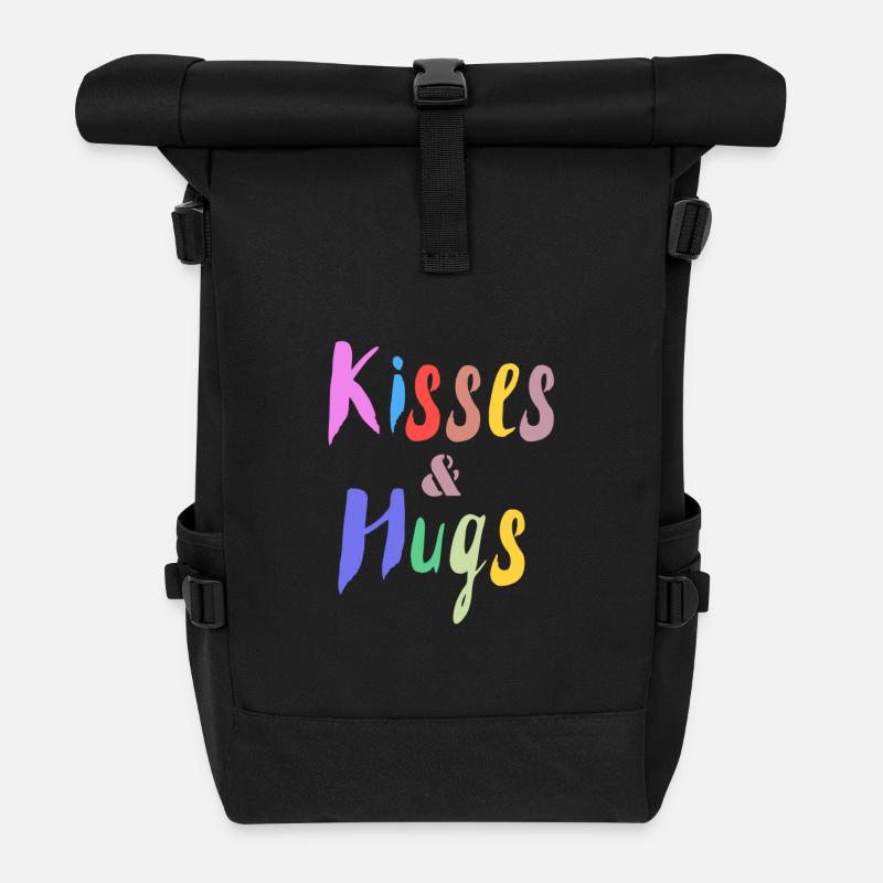 Design Kisses and Hug Colors - Roll Top Backpack - black