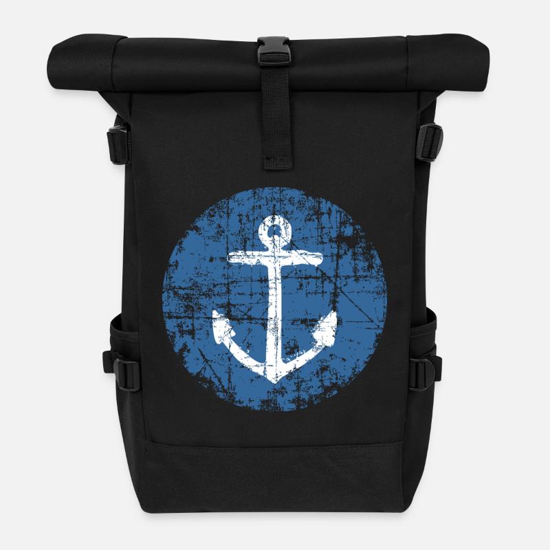 Anchor Sign Vintage Blue Sailing Design (FR) - Sac à dos roll top - noir