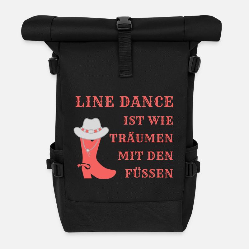 Motto: Line Dance ist wie Träumen mit den Füßen - Rolltop Rucksack - Schwarz