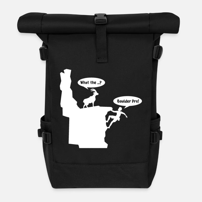 Boulder Climbing Mountaineering Alps Funny Funny - Roll Top Backpack - black