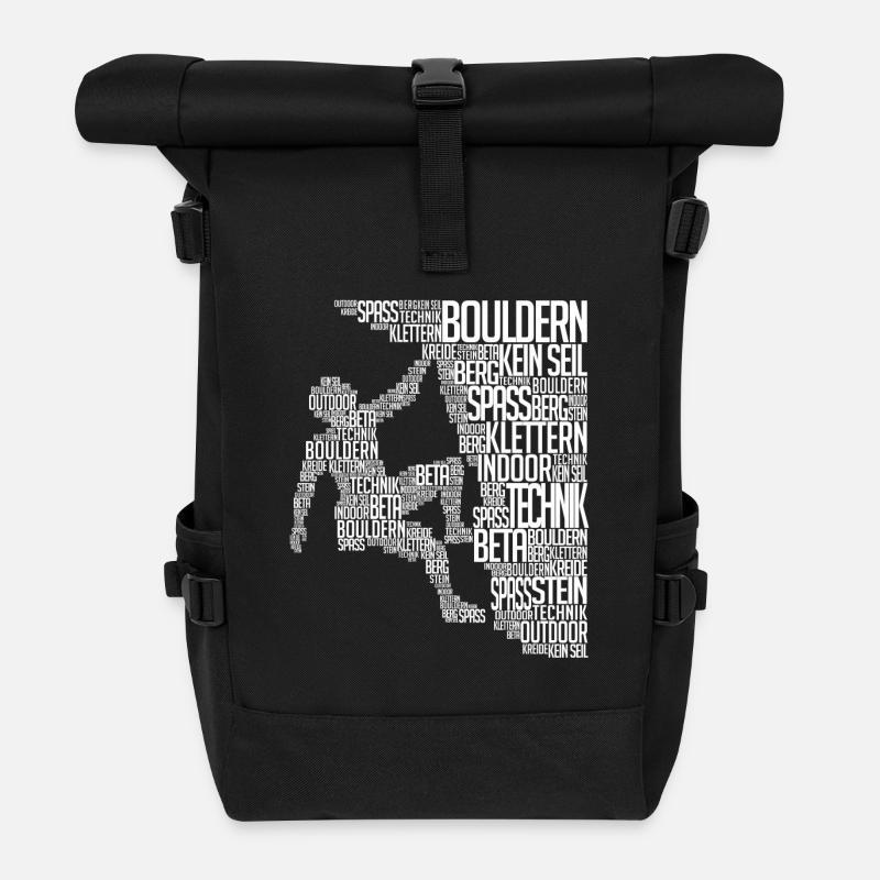 Bergsteiger Boulder Kletterer Klettern Felswand - Rolltop Rucksack - Schwarz