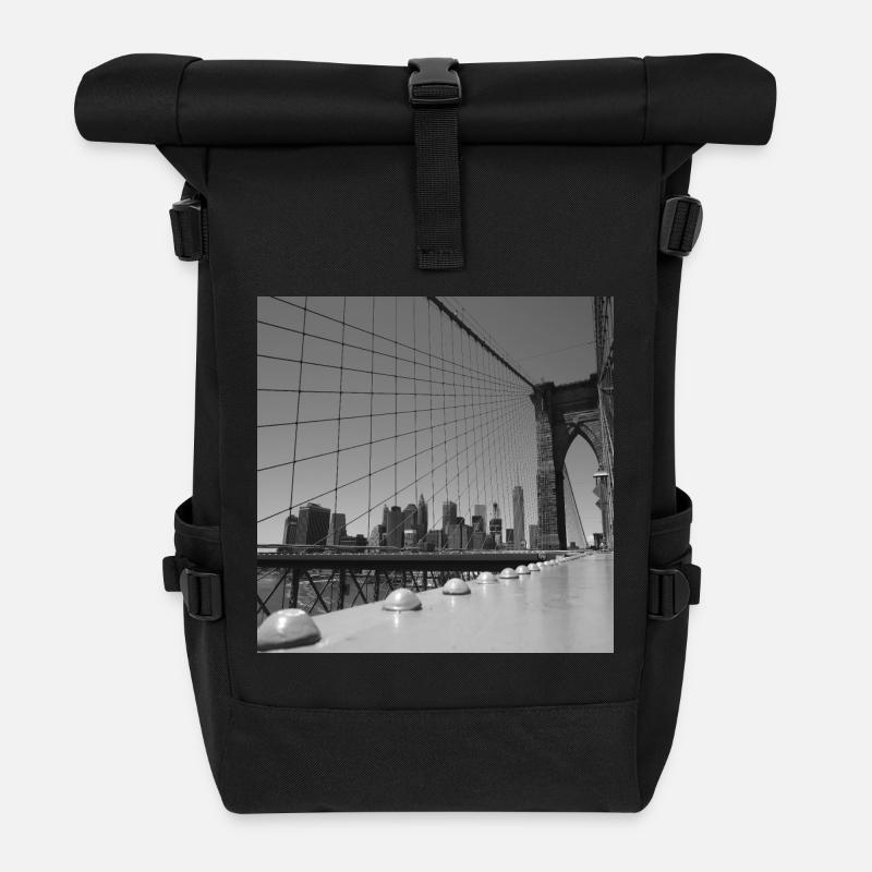 Brooklyn-Brücke - Rolltop Rucksack - Schwarz