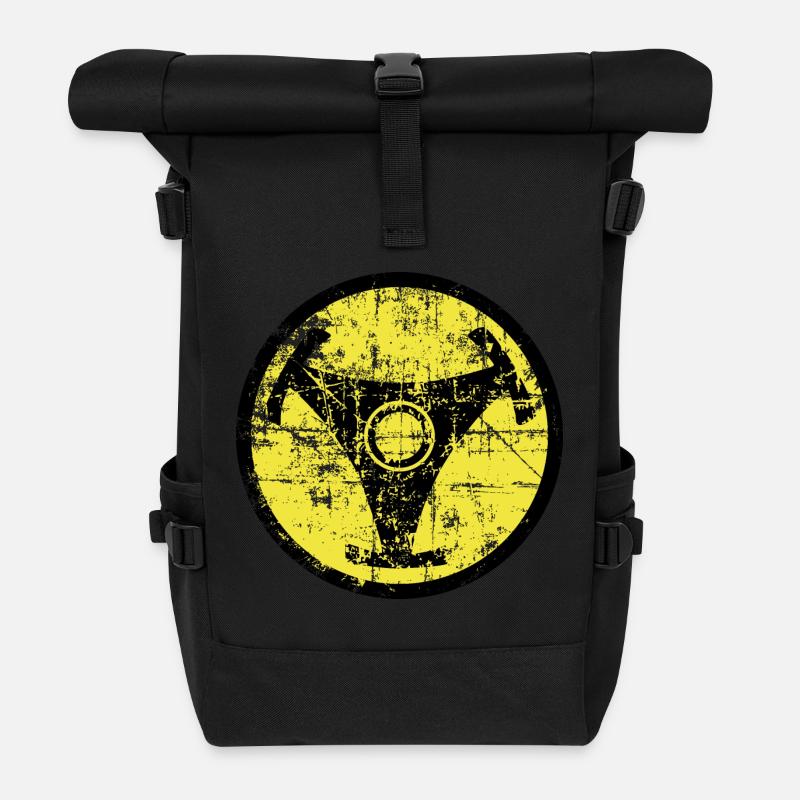 Atomic Vinyl 45rpm Nuklear Design - Rolltop Rucksack - Schwarz