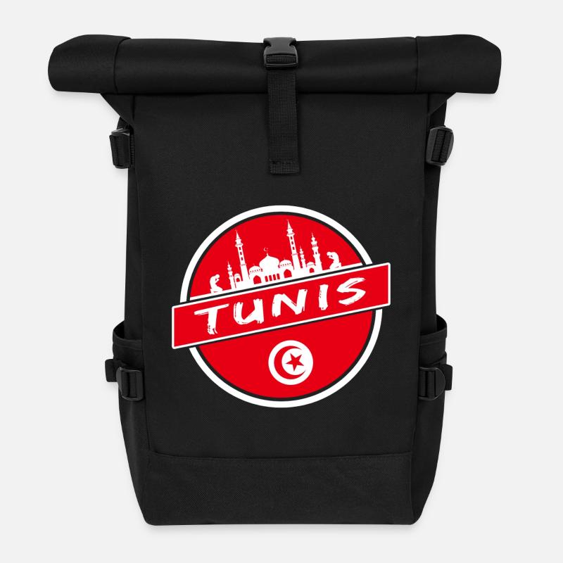 Tunis Design mit Moschee / Tunesien - Rolltop Rucksack - Schwarz