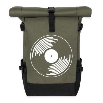 vinyl records vinyl record hip hop tape dj deejay - Roll Top Backpack - olive/black - Front