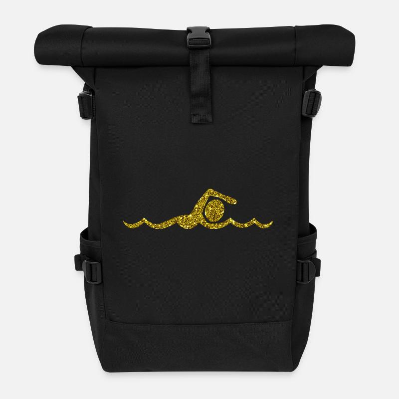 Gold Schwimmen - Rolltop Rucksack - Schwarz