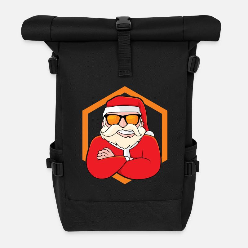 Cooler Weihnachtsmann - Rolltop Rucksack - Schwarz
