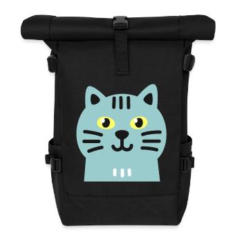 Cute cat - Roll Top Backpack - black - Front
