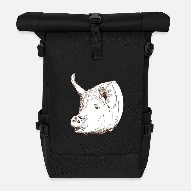 Cochon - Sac à dos roll top - noir