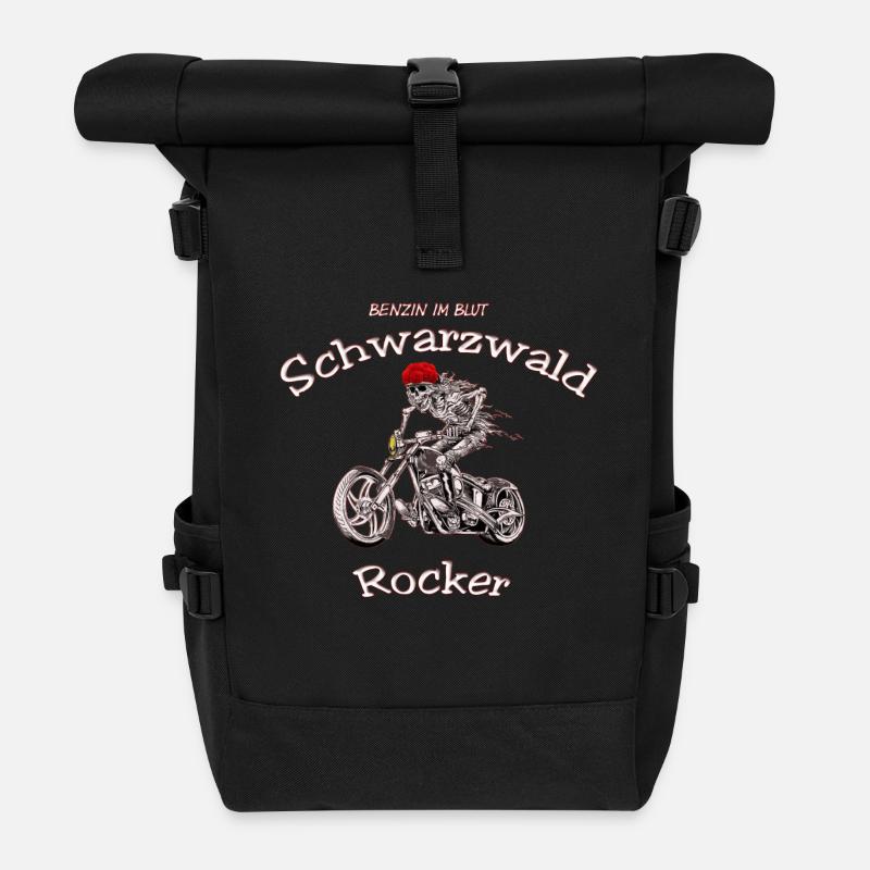 Schwarzwald Skelett-Rocker - Rolltop Rucksack - Schwarz
