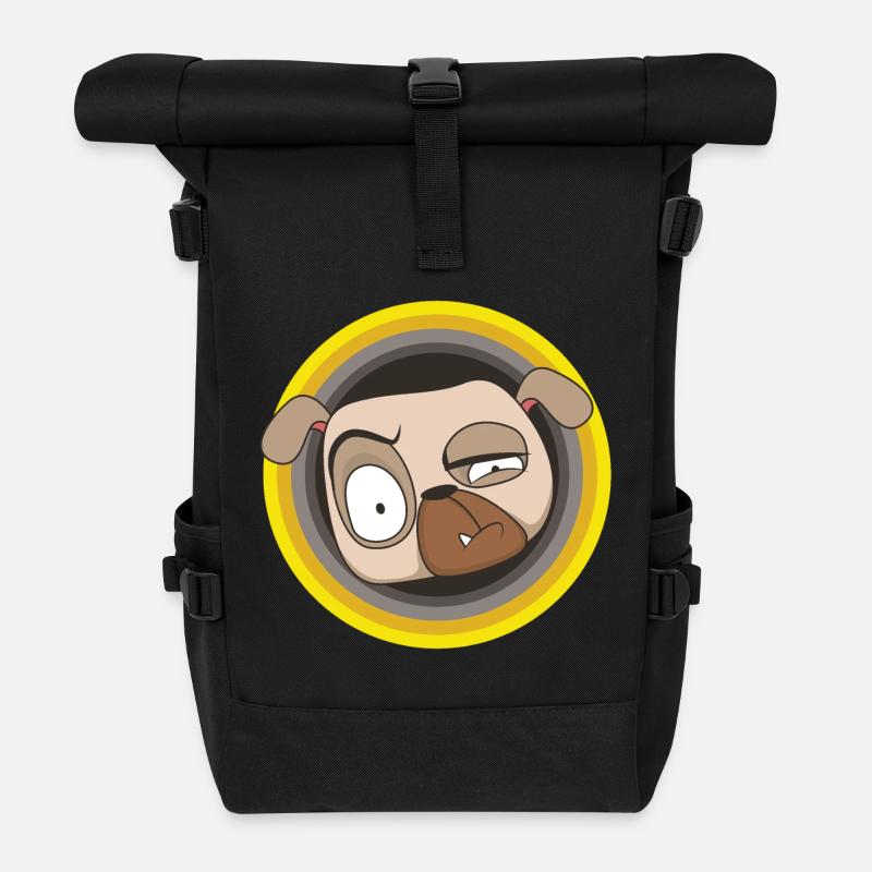 Don't Panic | Der Mops ist am Start | Mops Show - Rolltop Rucksack - Schwarz