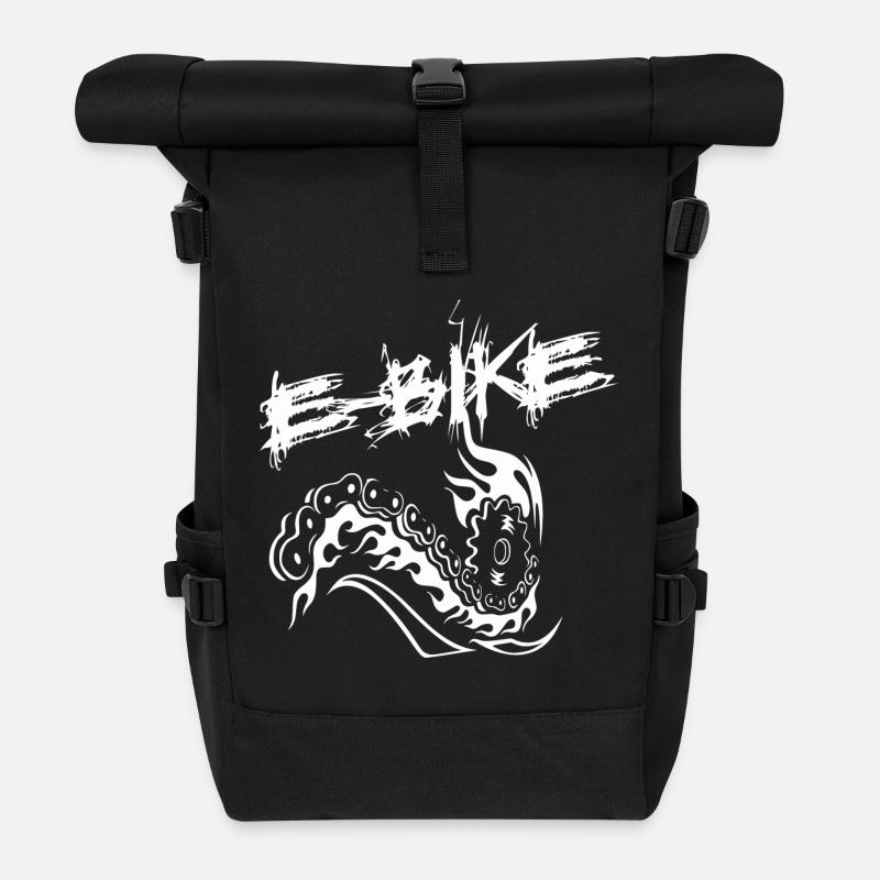 E-bike rider - Roll Top Backpack - black