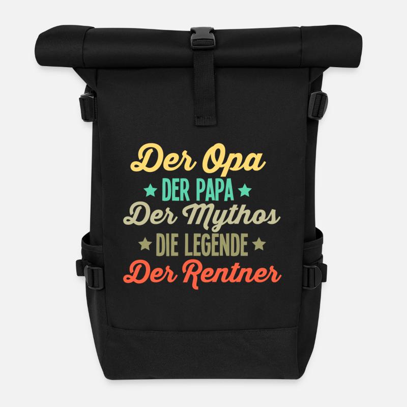 Opa Rentner Papa - Rolltop Rucksack - Schwarz