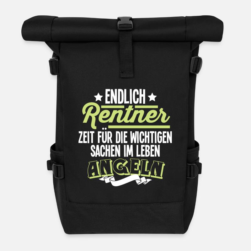 Rentner Angeln - Rolltop Rucksack - Schwarz