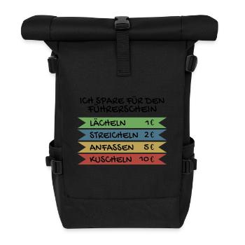 Ich spare für den Führerschein - Rolltop Rucksack - Schwarz - Vorne
