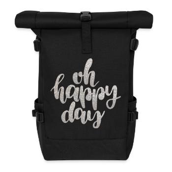Glitzernder Schriftzug Für Feiertage - Rolltop Rucksack - Schwarz - Vorne
