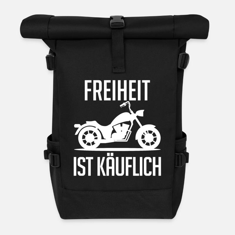 Motorräder Biker Motorrad Freiheit Sprüche Rocker - Rolltop Rucksack - Schwarz