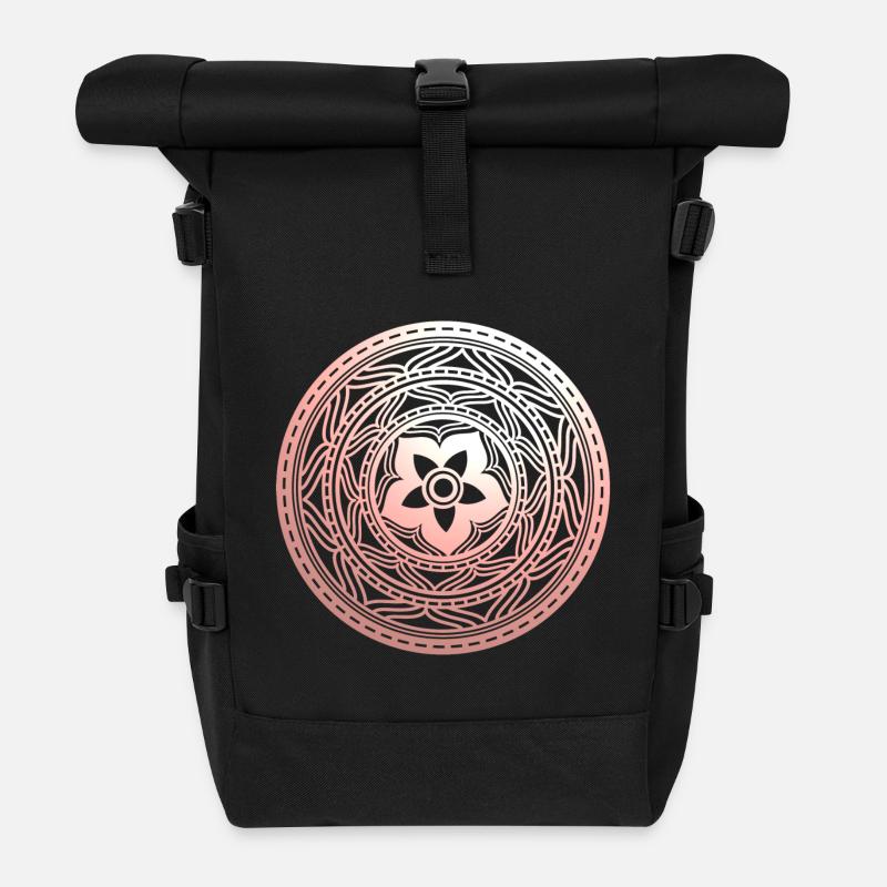 Pastellflorales Mandala-Muster - Rolltop Rucksack - Schwarz