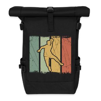 Handball bounce in colour blocks - Roll Top Backpack - black - Front