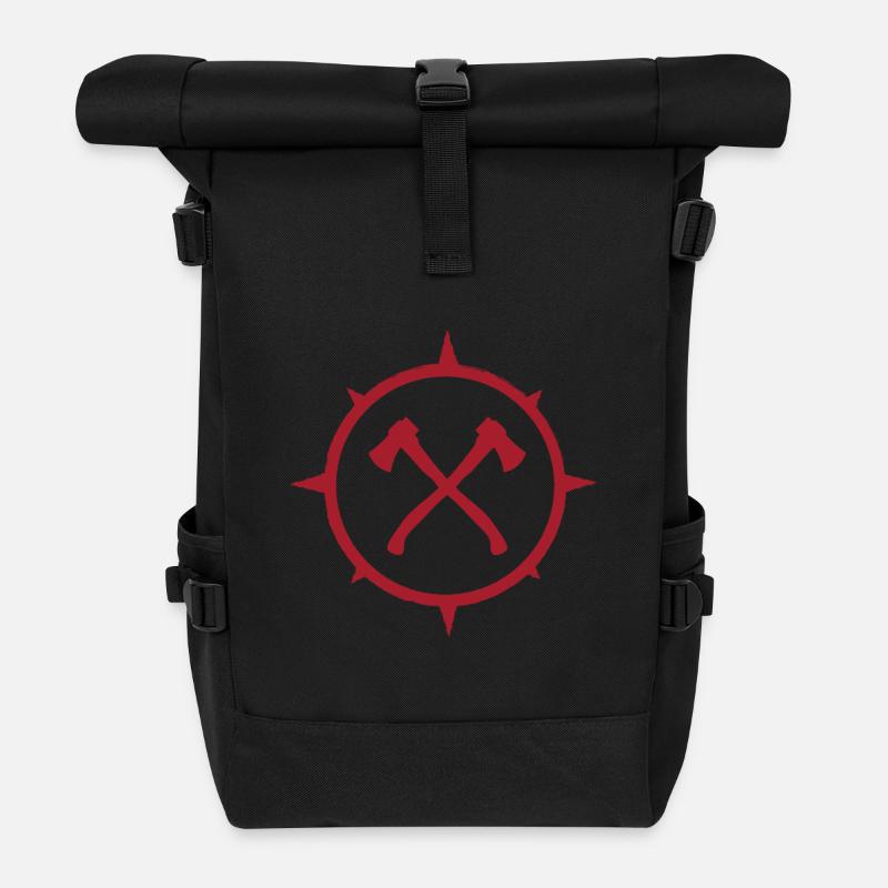 Outdoor - Axt-Logo - Rolltop Rucksack - Schwarz
