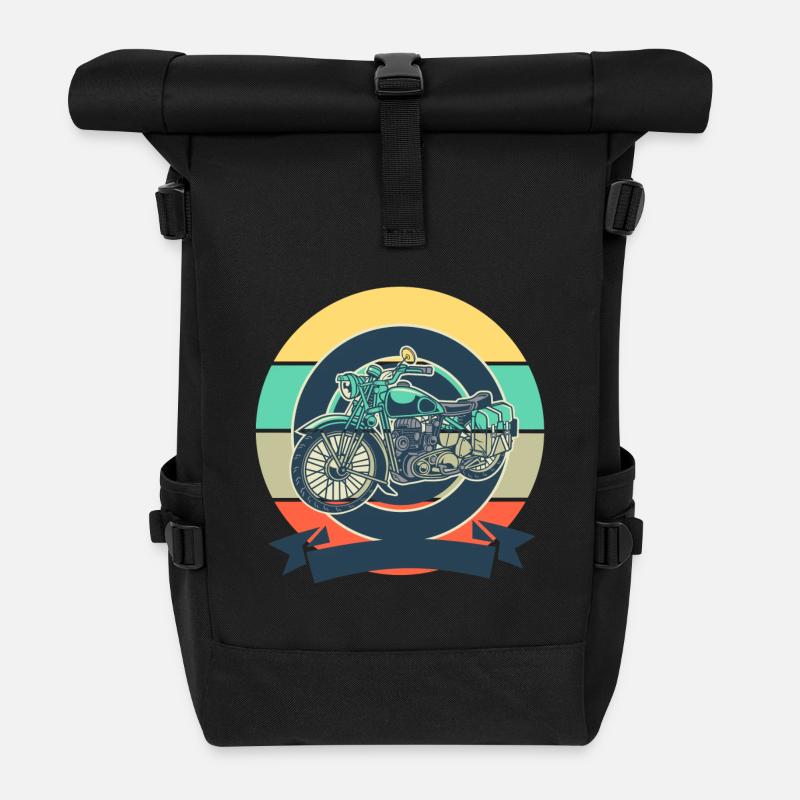 Motorrad - Rolltop Rucksack - Schwarz